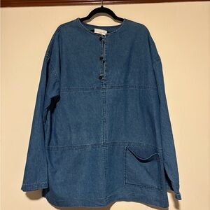 Vintage East Bay Mercantile Denim Pullover Tunic Top Made in USA 100% Cotton L